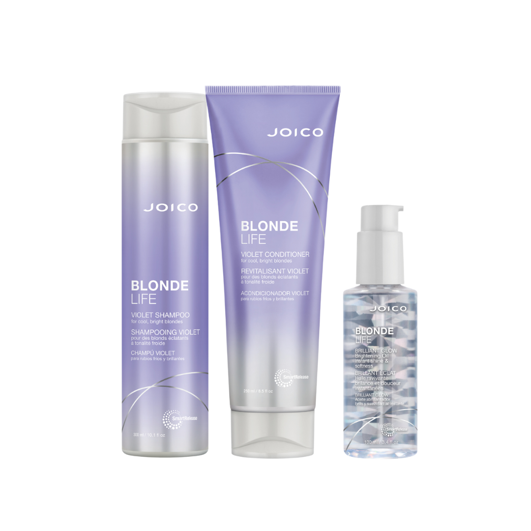 JOICO Blonde Life - paket za kosu za uklanjanje neželjenih žutih i toplih tonova i sprečavanje lomljenja kose